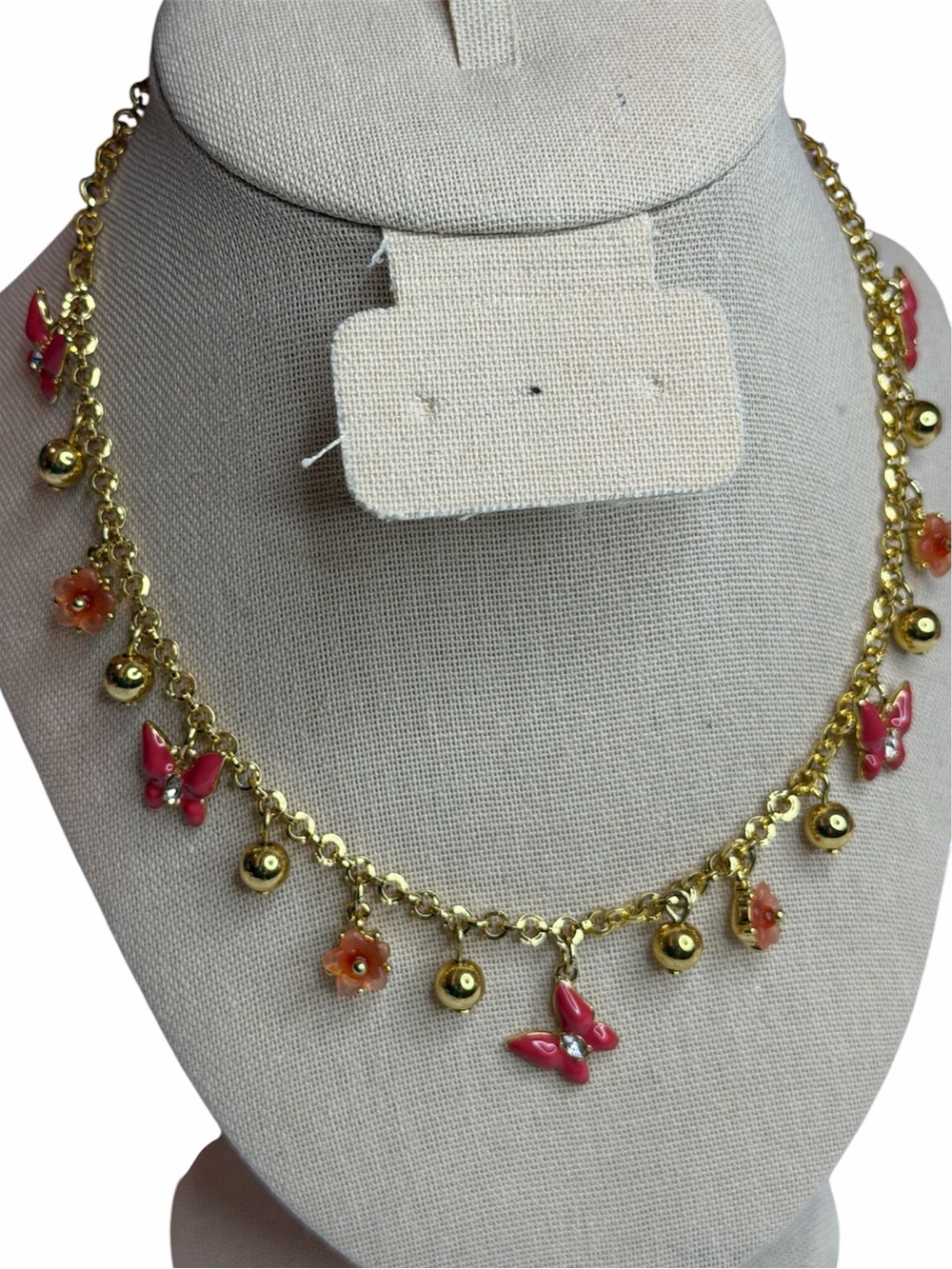 Talbots Blossom Charm Gold-Tone Butterfly & Flower Necklace